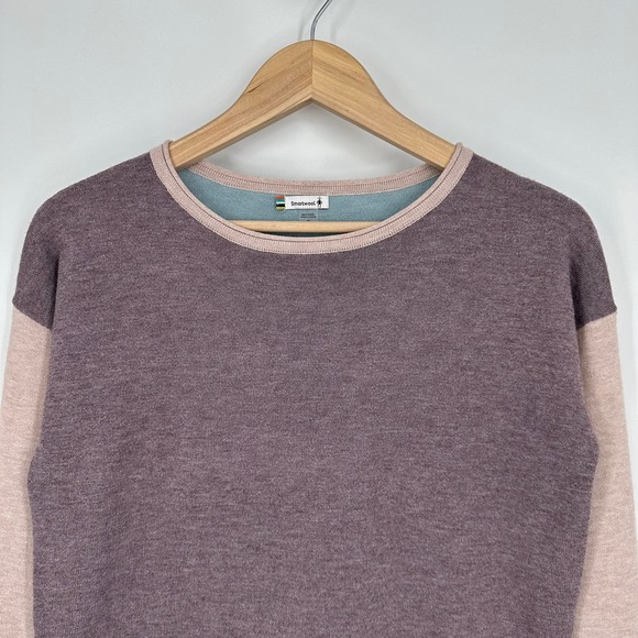 Smartwool Shadow Pine Colorblock Sweater Wool Blend Knit Crew Neck Pullover - Picture 6 of 13